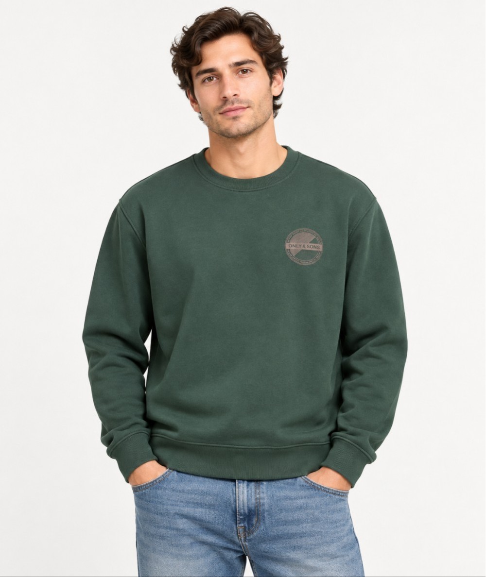 Sudadera para hombre Only & Sons 22036841 confeccionada con algodón orgánico, algodón y poliéster, ideal para looks casuales de