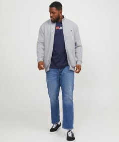 Sudadera con cremallera para hombre Jack & Jones 12253745 con bolsillos, diseño liso y tejido de algodón, poliéster y viscosa p
