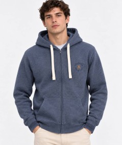 Sudadera con cremallera para hombre Privata PRI1202S confeccionada en 60% algodón y 40% poliéster, con capucha y cordón ajustab