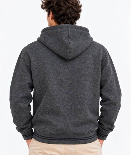 Sudadera con cremallera para hombre Privata PRI1202S confeccionada en 60% algodón y 40% poliéster, con capucha y cordón ajustab
