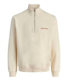 Sudadera Jack & Jones 12282899 para hombre con cuello alto, cremallera, manga larga y corte relaxed con interior ligeramente ce