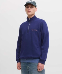 Sudadera Jack & Jones 12282899 para hombre con cuello alto, cremallera, manga larga y corte relaxed con interior ligeramente ce