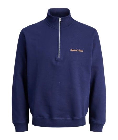 Sudadera Jack & Jones 12282899 para hombre con cuello alto, cremallera, manga larga y corte relaxed con interior ligeramente ce
