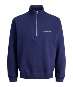 Sudadera Jack & Jones 12282899 para hombre con cuello alto, cremallera, manga larga y corte relaxed con interior ligeramente ce