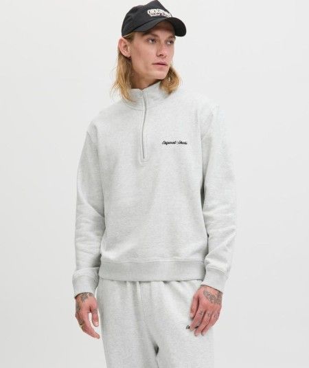 Sudadera Jack & Jones 12282899 para hombre con cuello alto, cremallera, manga larga y corte relaxed con interior ligeramente ce