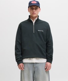 Sudadera Jack & Jones 12282899 para hombre con cuello alto, cremallera, manga larga y corte relaxed con interior ligeramente ce