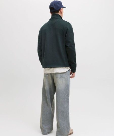 Sudadera Jack & Jones 12282899 para hombre con cuello alto, cremallera, manga larga y corte relaxed con interior ligeramente ce