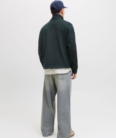Sudadera Jack & Jones 12282899 para hombre con cuello alto, cremallera, manga larga y corte relaxed con interior ligeramente ce