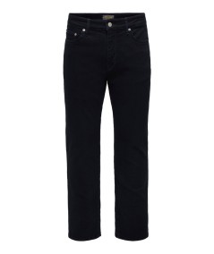 Jeans slim para hombre Only & Sons LOOM 22038107 de tiro bajo y tejido denim superelástico con acabado índigo oscuro.