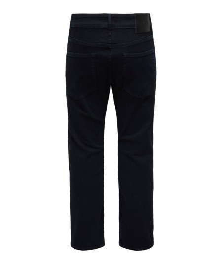 Jeans slim para hombre Only & Sons LOOM 22038107 de tiro bajo y tejido denim superelástico con acabado índigo oscuro.