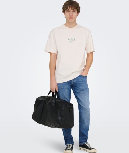 Jeans regular para hombre Only & Sons 22036817 en denim elástico de algodón con acabado claro y efecto desgastado.