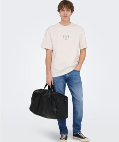 Jeans regular para hombre Only & Sons 22036817 en denim elástico de algodón con acabado claro y efecto desgastado.