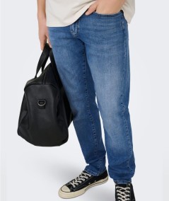 Jeans regular para hombre Only & Sons 22036817 en denim elástico de algodón con acabado claro y efecto desgastado.