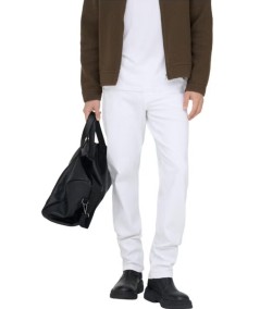 Pantalón vaquero blanco para hombre Only & Sons 22031993 de corte regular, pernera recta y tejido elástico de algodón.
