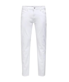 Pantalón vaquero blanco para hombre Only & Sons 22031993 de corte regular, pernera recta y tejido elástico de algodón.