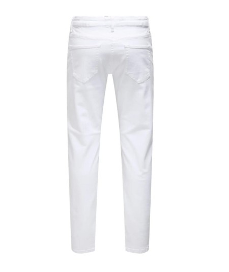 Pantalón vaquero blanco para hombre Only & Sons 22031993 de corte regular, pernera recta y tejido elástico de algodón.
