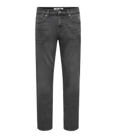 Jeans regular fit para hombre Only & Sons WEFT 22027900 con pernera recta, cintura media y tejido vaquero elástico.